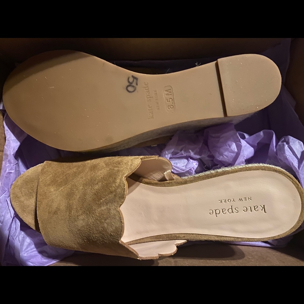 Kate Spade Toby brown suede wedge slide shoe